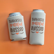 Load image into Gallery viewer, Thankful Grateful Blessed Thanksgiving Slim Can Coolers
