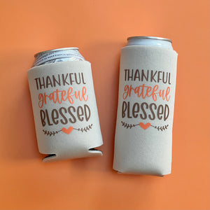 Thankful Grateful Blessed Thanksgiving Slim Can Coolers