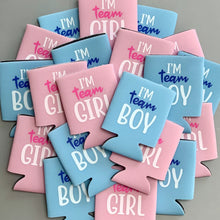 Load image into Gallery viewer, I&#39;m Team Girl Gender Reveal Party Favor Can Coolers
