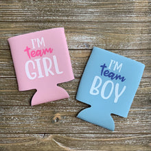 Load image into Gallery viewer, I&#39;m Team Girl Gender Reveal Party Favor Can Coolers
