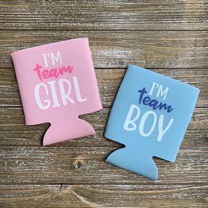 I'm Team Girl Gender Reveal Party Favor Can Coolers