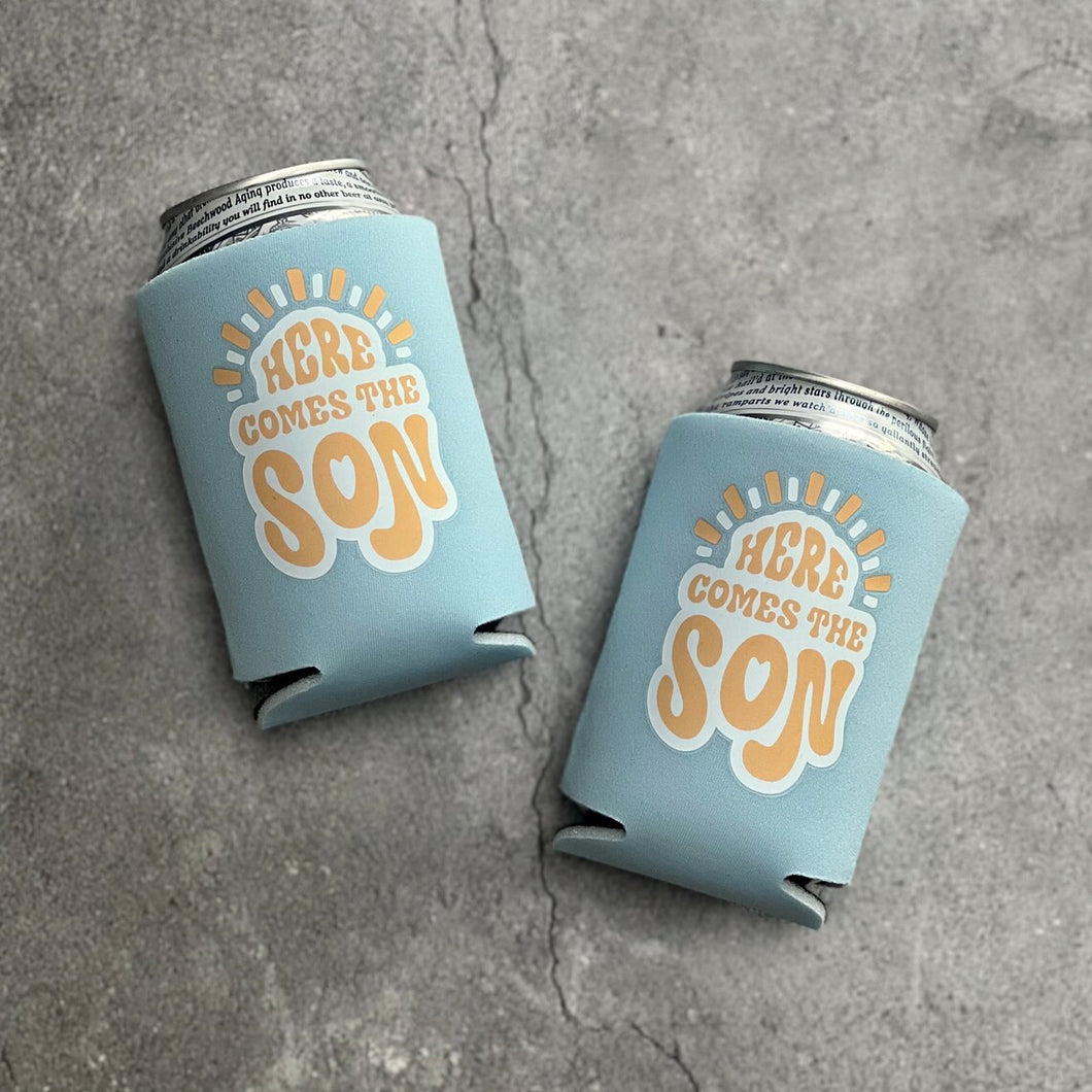 Here Comes the Son Baby Boy Shower Can Coolers