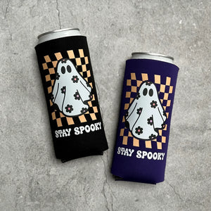 Stay Spooky Retro Ghost Halloween Slim Seltzer Can Coolers