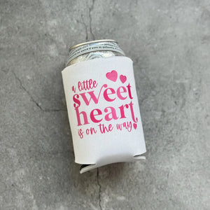 A Little Sweetheart is On The Way Baby Girl Valentine's Day February Baby Shower Can Coolers