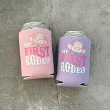 Load image into Gallery viewer, First Rodeo Girls First 1st Birthday Can Coolers Cowgirl
