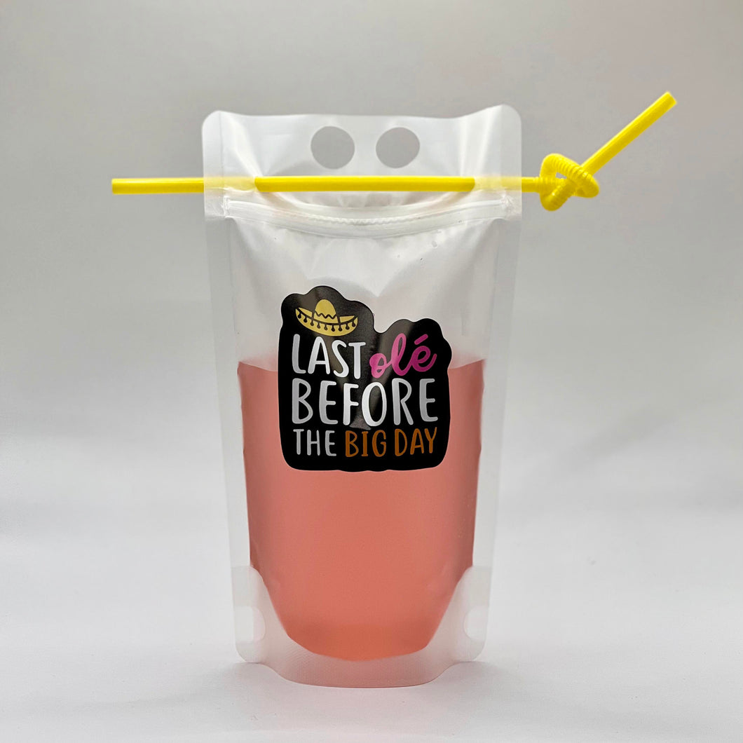 Last Ole Before the Big Day Cancun Mexico Summer Bachelorette Party Clear Adult Drink Pouches Final Fiesta