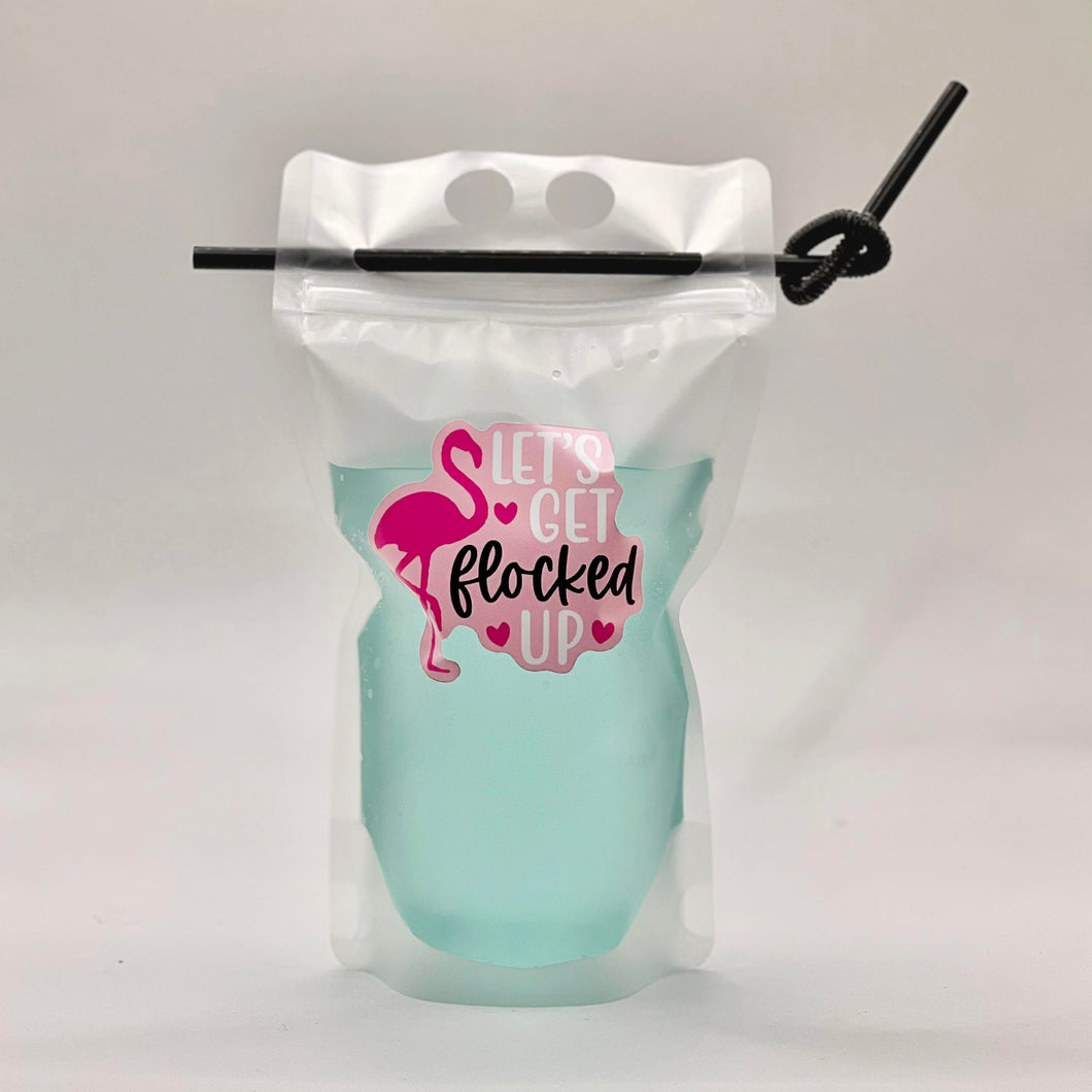 Let's Get Flocked Up Flamingo Bachelorette Party Clear Adult Drink Pouches