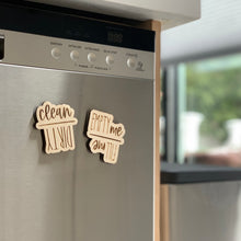 Load image into Gallery viewer, Clean Dirty Laser Engraved Wooden Dishwasher Magnet
