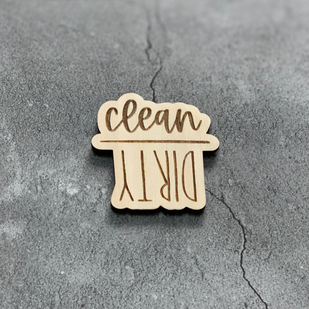 Clean Dirty Laser Engraved Wooden Dishwasher Magnet