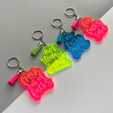 Load image into Gallery viewer, No Fucks Given Laser Engraved Transparent Acrylic Keychain Active
