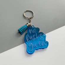 Load image into Gallery viewer, No Fucks Given Laser Engraved Transparent Acrylic Keychain Active
