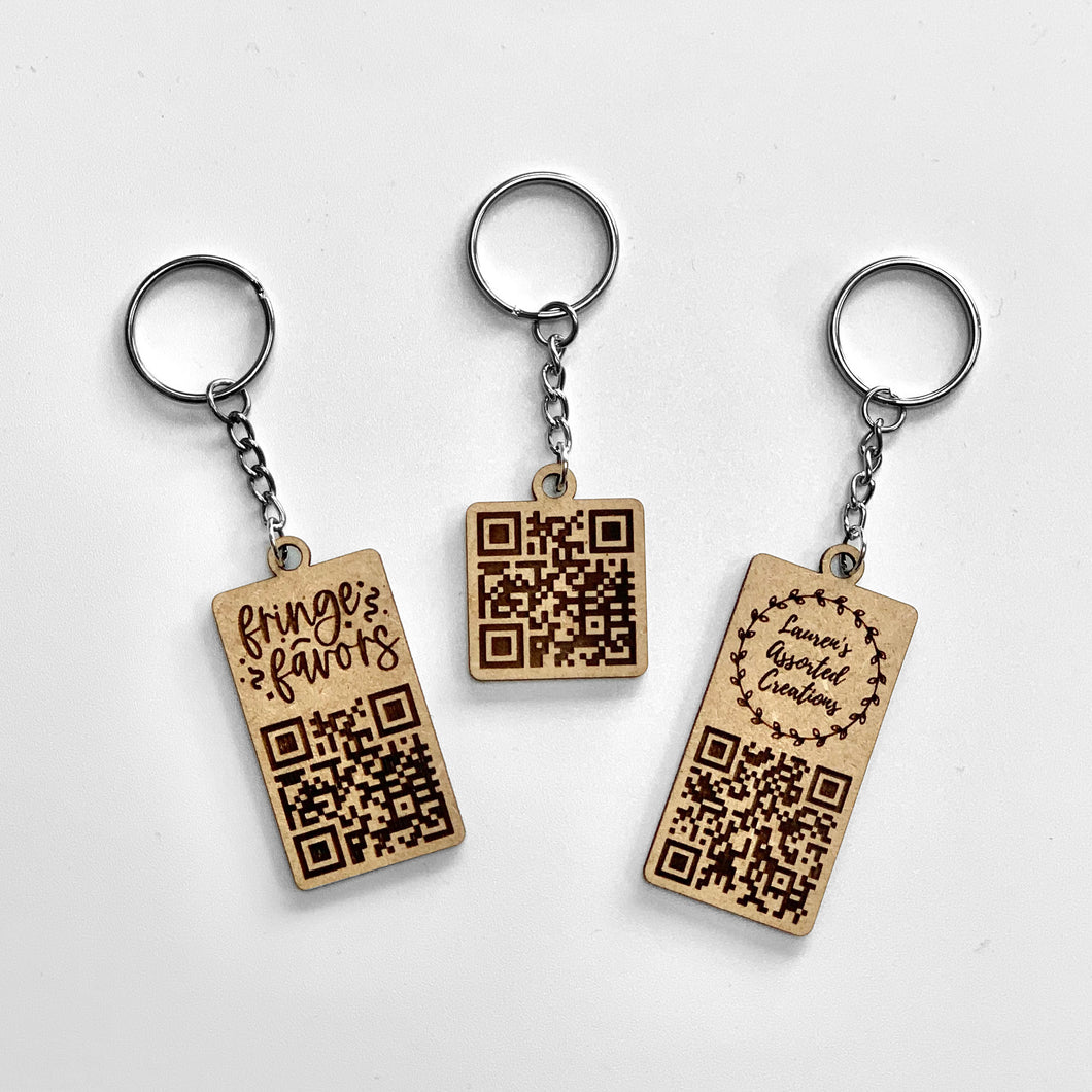 Custom QR Code Business Logo Keychain Laser Engraved