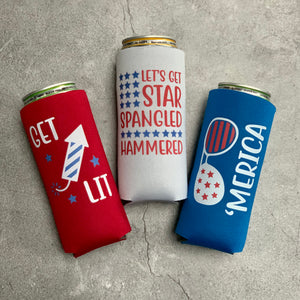 America 4th of July Beer Memorial Day Labor Day Slim Seltzer Can Coolers