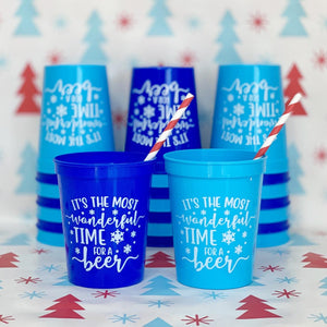 It's the Most Wonderful Time for a Beer Christmas Holiday Party Favor Stadium Cups