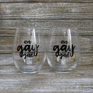 Set of EnGAYged Stemless Wine Glasses