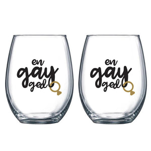 Set of EnGAYged Stemless Wine Glasses