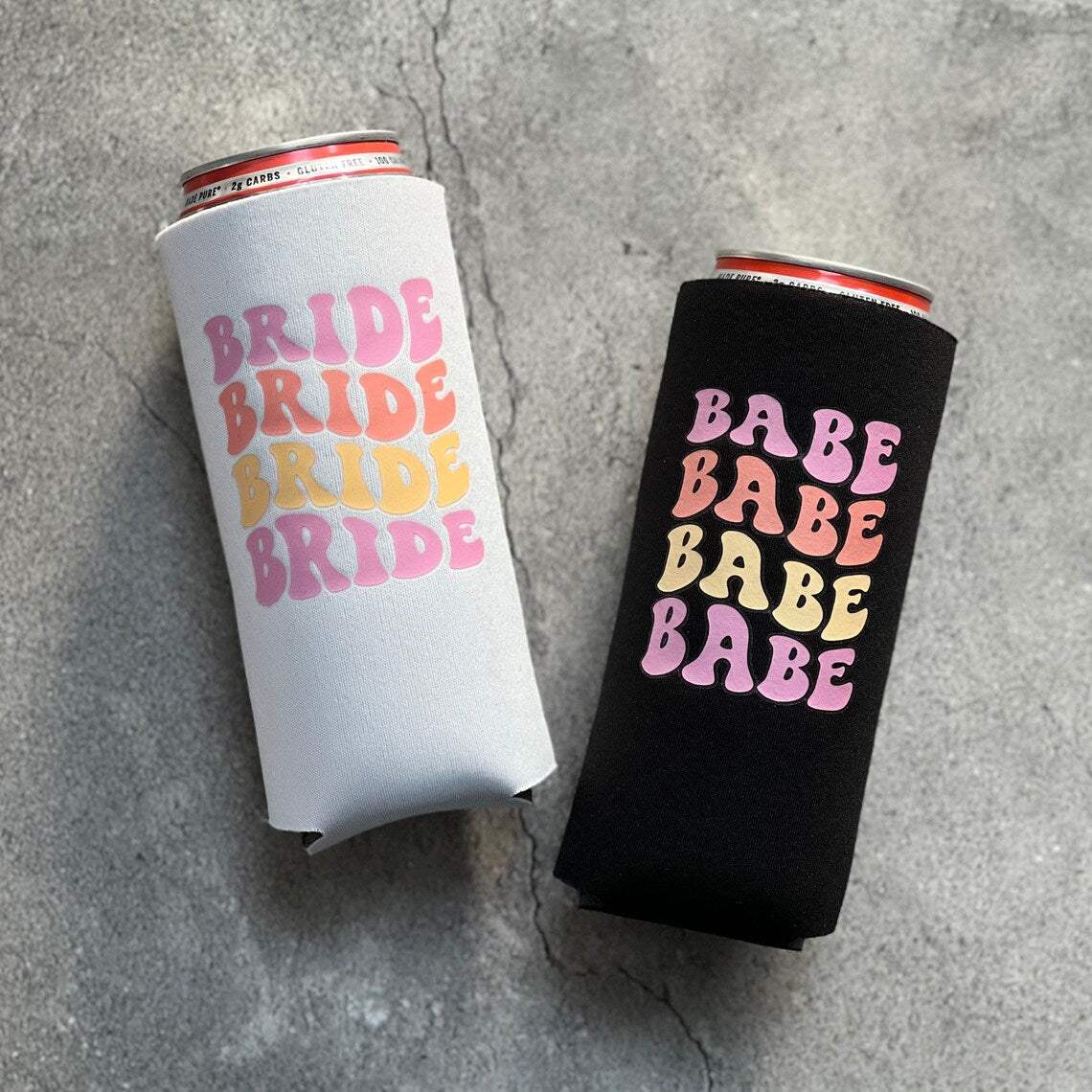 15 Bachelorette Cozies Bride shops Tribe Cozies slim can cooler for bachelorette party