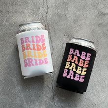 Load image into Gallery viewer, Bride and Babe Retro Bachelorette Party Can Coolers
