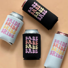 Load image into Gallery viewer, Bride and Babe Retro Bachelorette Party Can Coolers
