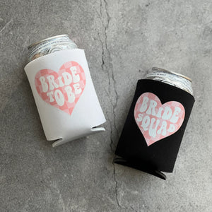 Retro Bride to Be and Bride Squad Checkered Heart Bachelorette Party Can Coolers