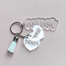 Load image into Gallery viewer, Custom Clear Acrylic Mom Keychain with Kids&#39; Names and Tassel
