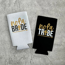 Load image into Gallery viewer, Nola Bride Nola Tribe New Orleans Louisiana Mardi Gras Bachelorette Party Slim Seltzer Can Coolers
