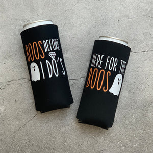 Boos Before I Dos and Here for the Boos Halloween Bachelorette Slim Seltzer Can Coolers