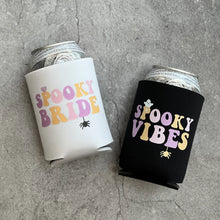 Load image into Gallery viewer, Spooky Bride and Spooky Vibes Halloween Bachelorette Can Coolers
