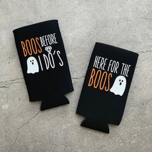 Boos Before I Dos and Here for the Boos Halloween Bachelorette Slim Seltzer Can Coolers