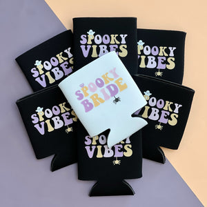 Spooky Bride and Spooky Vibes Halloween Bachelorette Can Coolers