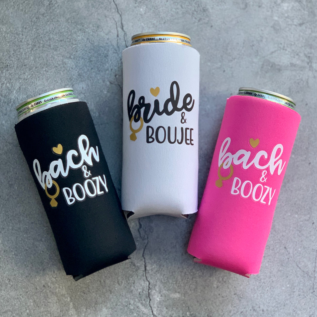 Bride & Boujee, Bach & Boujee Bachelorette Party Slim Can Coolers