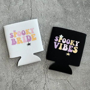 Spooky Bride and Spooky Vibes Halloween Bachelorette Can Coolers