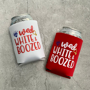 Wed White & Boozed Bachelorette Party Can Coolers
