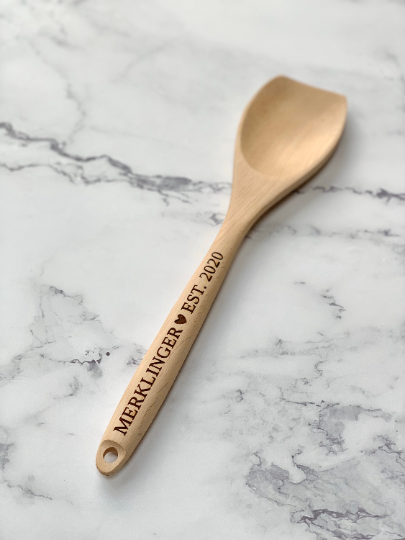 Custom Engagement or Housewarming Gift Laser Engraved Wooden Spoon